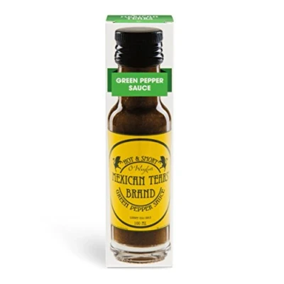 Abbildung von Mexican Tears® Green Pepper Sauce, scharfe Sauce aus Chili &amp; Meersalz, perfekt als Grill Zubehör für BBQ Pulled Pork zum Aufpeppen von Pizza [100ml Chilisauce]