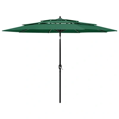Abbildung von vidaXL Sonnenschirm mit Aluminium Mast 3 lagig Ampelschirm Gartenschirm Marktschirm Strandschirm Kurbelschirm Schirm Terrasse Garten Grün 3m