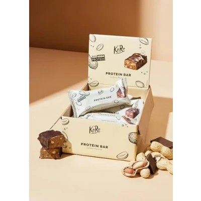 Abbildung von KoRo Veganer Bio Proteinriegel Salty Peanut 12 x 50 g Kombination aus Erdnüssen und Meersalz Mit dunkler Schokolade überzogen Reich an Proteinen Ballaststoffen