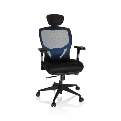 Abbildung von hjh OFFICE Profi Bürostuhl Venus Base Stoff/Netz Ergonomischer Drehstuhl, Rückenlehne verstellbar, Sitztiefenverstellung, Blau/Schwarz 657110