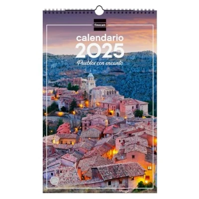 Abbildung von Finocam Wandkalender Spiralbindung zum Schreiben 2025 Monat Ansicht Januar Dezember (12 Monate) Dörfer mit spanischem Charme