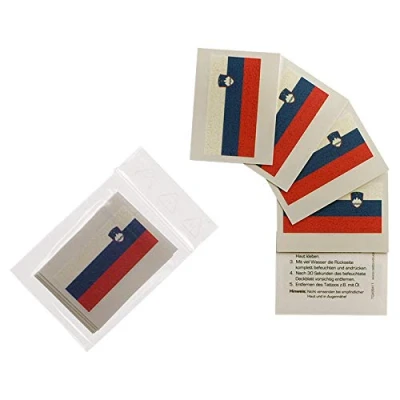 Abbildung von 5 x Slowenien tattoo Fan EM 2024 Fahnen Set Slovenia temporary Flag (5)