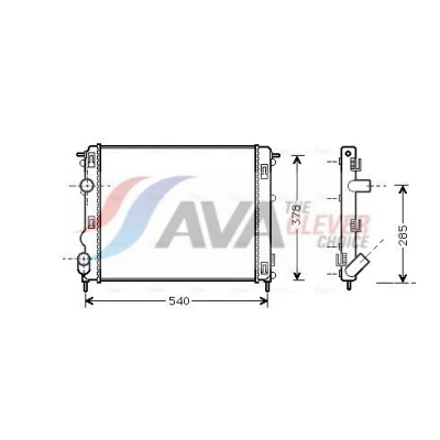 Abbildung von PRASCO RTA2269 Kühler, Motorkühlung Aluminium 480 415 23 Kühlrippen mechanisch gefügt RENAULT: Kangoo I, CLIO 2, I Rapid, DACIA: Logan MCV