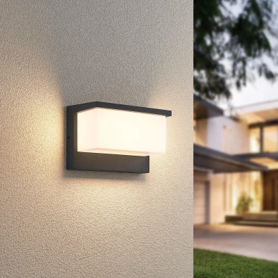 Abbildung von Trio Leuchten LED Außen Wandleuchte Nestos 240960142, Aluminium Druckguss Anthrazit, Schirm Kunststoff Weiß, inkl. 13 Watt