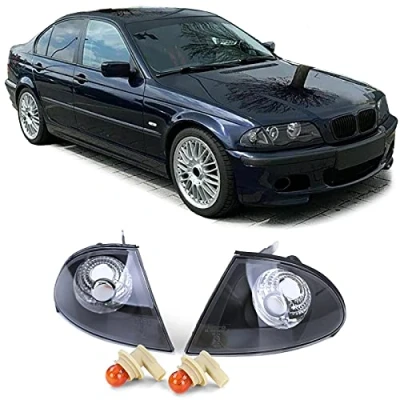 Abbildung von Klarglas Blinker Schwarz Smoke passend für BMW 3er E46 Limousine Touring 98 01