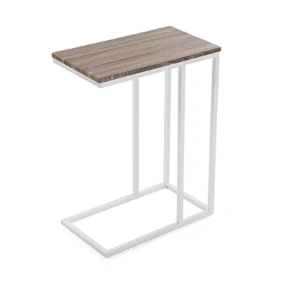 Abbildung von Versa Padua Beistelltisch für das Wohnzimmer, Schlafzimmer oder die Küche. Moderner, niedriger Tisch, Maßnahmen (H x L B) 61 26 46 cm, Holz und Metall, Farbe: Braun weiß