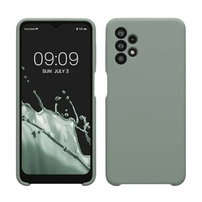 Abbildung von kwmobile Hülle kompatibel mit Samsung Galaxy A32 5G Silikon Handy Case Handyhülle weiche Oberfläche kabelloses Laden Rainwashed Grün