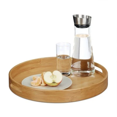 Abbildung von relaxdays Tablett Serviertablett Bambus rund,