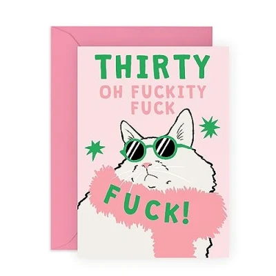Abbildung von Central 23 Geburtstagskarte zum 30. Geburtstag für Frauen Thirty Fu*ck Cat Ehefrau, weibliche Freunde Tochter, Schwester, Nichte