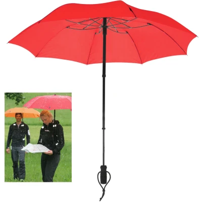 Abbildung von EuroSCHIRM Taschenregenschirm &quot;teleScope handsfree, rot&quot;, zweifach ausziehbarer Schaft, handfrei tragbar
