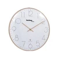 Abbildung von Technoline, moderne, filigrane Funkwanduhr mit gewölbter Glasabdeckung und einem sehr übersichtlichen Ziffernblatt, Ø 35 cm, Chrom Optik, x 2,5 cm