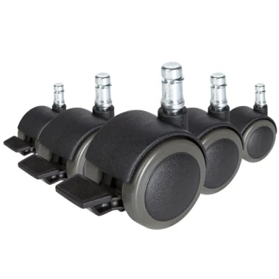 Abbildung von hjh OFFICE 619034 5x Hartbodenrollen mit Feststellbremse 11mm / 50mm Stuhlrollen Bürostuhl für harte Böden