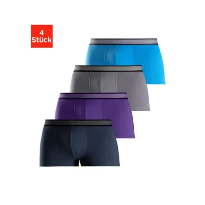 Abbildung von H.I.S Boxershorts, (Packung, 4 St.), in Hipster Form mit gestreiftem Webbund