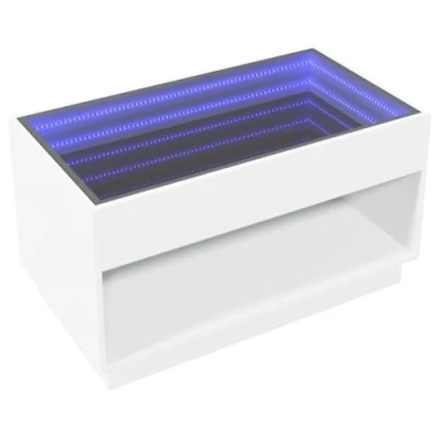 Abbildung von vidaXL Couchtisch, Beistelltisch mit Infinity LED, Kaffeetisch Sofatisch für Wohnzimmer, Wohnzimmertisch Stauraum, Weiß Holzwerkstoff Glas