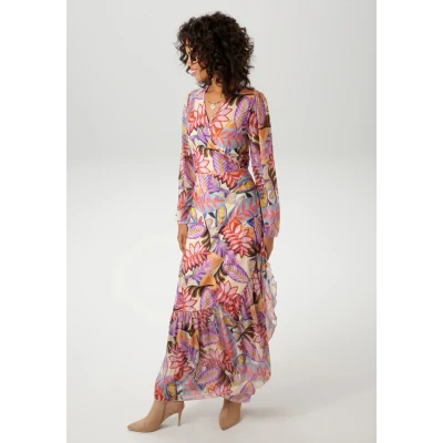Abbildung von Aniston CASUAL Wickelkleid, mit farbenfrohen, großflächigen Blättern bedruckt NEUE KOLLEKTION