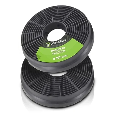 Abbildung von DEKAROX 2 x Aktivkohlefilter Filter 105mmØ für Respekta MIZ0058 MIZ 0058 PKM CF130 Candy 49040890 35602288 Dunstabzugshaube