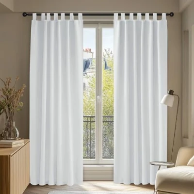 Abbildung von Deconovo Blickdichte Gardinen Verdunkelungsvorhang Schlaufen Thermovorhang Schlafzimemr Dicke Kälteschutz Warm Hitzeschutz Fenstervorhang, 280x140 cm(HöhexBreite), Silber Grau, 2er Set