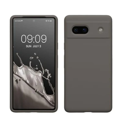 Abbildung von kwmobile Hülle kompatibel mit Google Pixel 7a Silikon Handy Case Handyhülle weiche Oberfläche kabelloses Laden Stone Dust