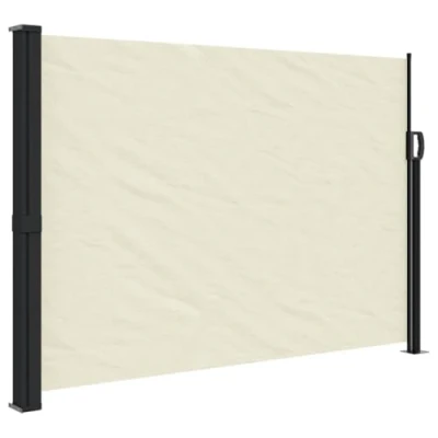 Abbildung von vidaXL Seitenmarkise, Wandmarkise mit PU Beschichtung, Sichtschutz für Balkon Terrasse Garten, Windschutz Markise, Ausziehbar Creme Polyester