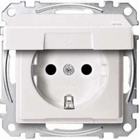 Abbildung von Merten 1563342 MEG2314 0419 SCHUKO Steckdose mit Klappdeckel, IP44, BRS, Steckklemmen, polarweiß, System M