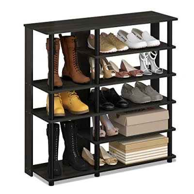 Abbildung von Furinno Schuhregal mit mehreren Aufbewahrungsmöglichkeiten, holz, Espresso, 30 x 89.9 92.9 cm