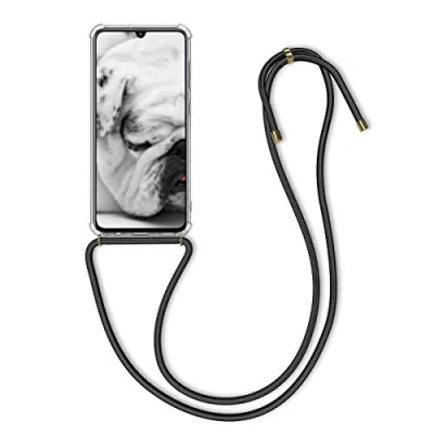 Abbildung von kwmobile Necklace Case kompatibel mit Samsung Galaxy A70 Hülle Silikon Cover Handykette Band Handyhülle Transparent Schwarz