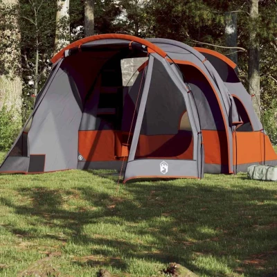 Abbildung von vidaXL Tunnelzelt 4 Personen, Campingzelt mit Steckverbindungssystem, Wasserdicht Familienzelt E Anschluss, Gruppenzelt, Grau 185T Polyester