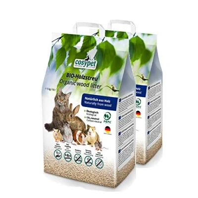 Abbildung von COSYPET Tiereinstreuflocken für Kaninchen, Hamster, Nager, Vögel und Katzen [100% Bio + natürlich] stark saugfähig geruchsbindend Holzstreu (Flocken, 3,2 kg) (2 x 20 l = kg, Pellets)