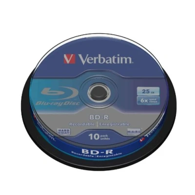 Abbildung von Verbatim BD R Single Layer Blu ray Rohlinge 25 GB, Disc mit 6 facher Schreibgeschwindigkeit, Kratzschutz, 10er Pack Spindel, Disks für Video und Audiodateien