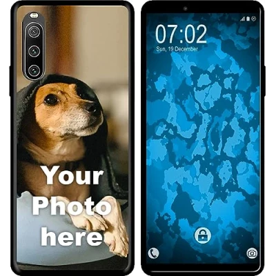 Abbildung von PhoneNatic personalisierte Handyhülle für Sony Xperia 10 V Custom Silikon Case in Schwarz zum selbst gestalten mit eigenem Foto Bild Text individuell