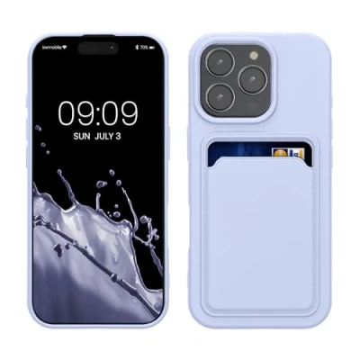 Abbildung von kwmobile Handyhülle kompatibel mit Apple iPhone 16 Pro Hülle Handy Cover Fach für Karten in Lavendel