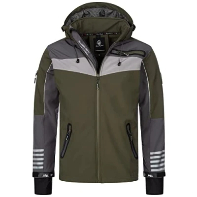 Abbildung von Rock Creek Herren Softshell Jacke Outdoor Windbreaker Übergangsjacke Anorak Kapuze Regenjacke Winterjacke Herrenjacke Jacket H 288 Dunkelgrün 3XL
