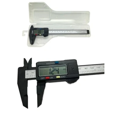 Abbildung von jj shop24 Digitaler Messschieber, Schieblehre Messlehre, 0 150 mm, Digital LCD Display, Kohlefaser Kunststoff, Caliper Lehre für Außen, Tiefen und Schrittmessung