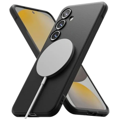 Abbildung von Ringke Onyx Magnetic Case [Kompatibel mit MagSafe] für Samsung Galaxy S24 FE Hülle, Fester Griff rutschfest Schlank Robuste Stoßfeste Anti Kratzer Handyhülle Magnet Ladegerät/Zubehör Black