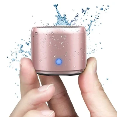 Abbildung von EWA A106 Bluetooth Lautsprecher Wasserdicht, Tragbarer kabelloser Outdoor Mini Lautsprecher, Starkem Bass mit Radiatoren, Eva Reise Tragen Case und Karabiner (Rosé Gold)