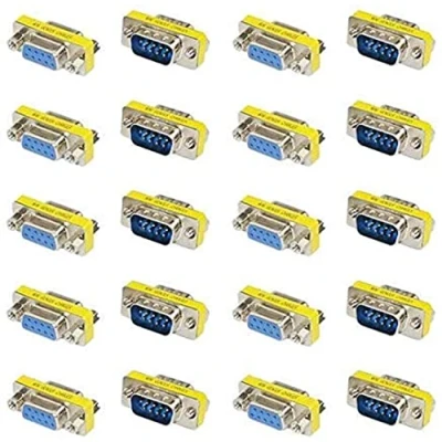 Abbildung von BGTXINGI 20 Stück (10 Paar) DB9 9 Pin Stecker auf Buchse RS 232 Platteneinsatz Typ Seriell zu Terminal Kabel Geschlecht Wechsler Kupplung Adapter Sortiment Kit