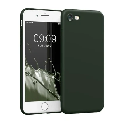 Abbildung von kwmobile Handyhülle kompatibel mit Apple iPhone SE (2022) / (2020) 8 7 Hülle Handy Case aus weichem Silikon in Dunkelgrün matt