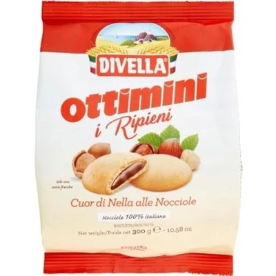 Abbildung von 3x Divella i Ripieni Cuor di Nocciola Biscotti con Crema alla Kekse gefüllt mit Haselnusscreme 300g