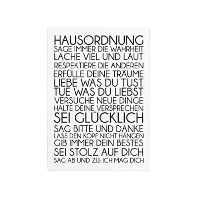 Abbildung von Interluxe WANDTAFEL Schild HAUSORDNUNG Shabby Vintage Dekoschild Motivation Holzschild Landhaus Chic