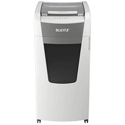 Abbildung von Leitz IQ Autofeed Office Aktenvernichter CH, Mikroschnitt P5, 600 Blatt, 110l Abfallbehälter, mit Schweizer Netzstecker, Weiß, 80182000