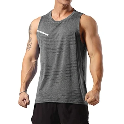Abbildung von GYMAPE Herren Sportlich Trainieren Tanktops Ärmellos Muskel Laufshirts Ausbildung Schnelltrocknend Fitnessstudio Aktive Kleidung Grau XXL