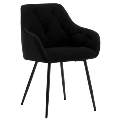Abbildung von WOLTU Esszimmerstuhl, Küchenstuhl, Stuhl Esszimmer Wohnzimmer, ergonomischer Sessel, Armlehnstuhl, Polsterstuhl, Sitzfläche aus Samt, Metallbeine, Schwarz,EZS02sz 1