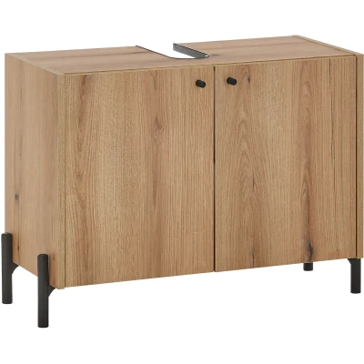 Abbildung von OAKLAND Badezimmer Waschbeckenunterschrank in Eiche Evoke Coast Optik FSC zertifiziert Bad Unterschrank Badezimmerschrank mit viel Stauraum 80 x 60 36 cm (B/H/T)