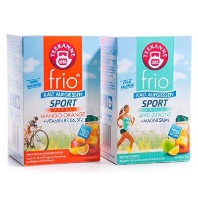 Abbildung von Teekanne frio Sport Doppelpack Apfel Zitrone und Mango Orange mit Vitaminen (2 x 45g)