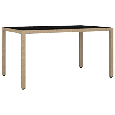 Abbildung von vidaXL Gartentisch mit Glasplatte Beige Poly Rattan &amp; Hartglas (1 St)
