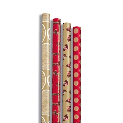 Abbildung von Clairefontaine 223831AMZC Karton mit 20 Rollen Geschenkpapier Kraftnatur 100 Prozent recycling Papier 5mx0m35 70g, sortierte Motiven,