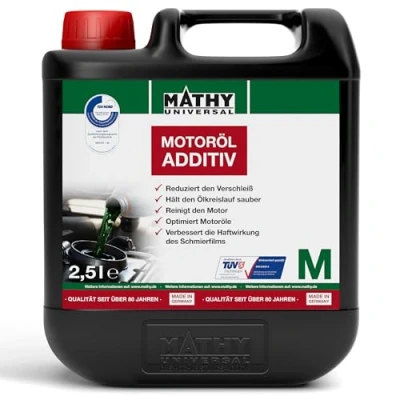 Abbildung von MATHY M Motoröl Additiv (2,5 l) Verschleißschutz &amp; Reinigung für Motoren aller Art Motor Öl Zusatz Diesel/Benzin/Gas