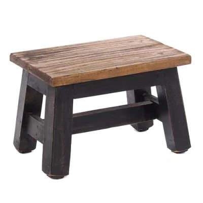Abbildung von DESIGN DELIGHTS Holz HOCKER Monte 30x20x21 cm (BxTxH), Mahagoni Massivholz Rustikaler Blumenhocker, Pflanzenhocker, Beistellhocker, Dekohocker, Schemel Farbe: 04 schwarz Natur