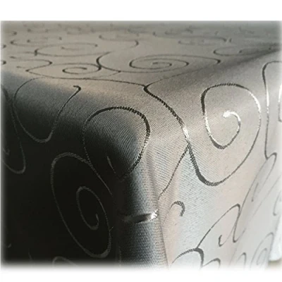 Abbildung von JEMIDI Tischdecke Ornamente Seidenglanz Edel Tisch Decke Tafeldecke 31 Größen und 7 Farben Grau 160x220