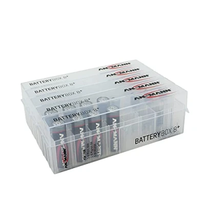 Abbildung von ANSMANN Batteriebox für AAA Micro, AA Mignon Akkus &amp; Batterien, Spezialbatterien Speicherkarten Akkubox zum Schutz Transport 8 Accus Batterie Box Akku zur Aufbewahrung 5 Stück